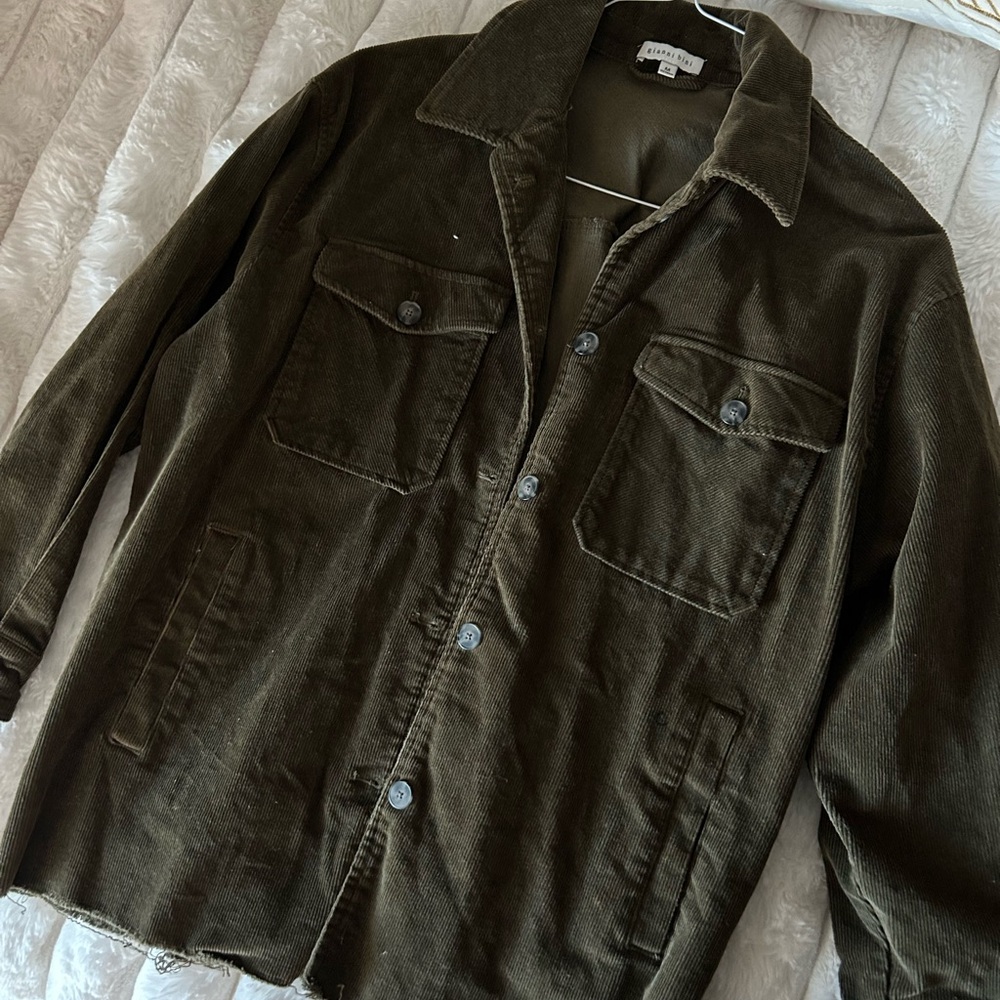 Gianni Bini Olive Green Corduroy Jacket